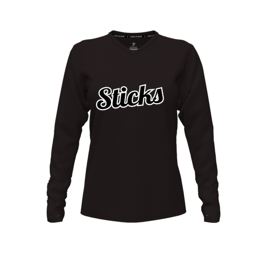 [CUS-DFW-TEES-CMF-VNK-LSL-BLK-FYXS-LOGO2] Comfort T-Shirt (Female Youth XS, Black, V Neck, Logo 2, Long Sleeve)
