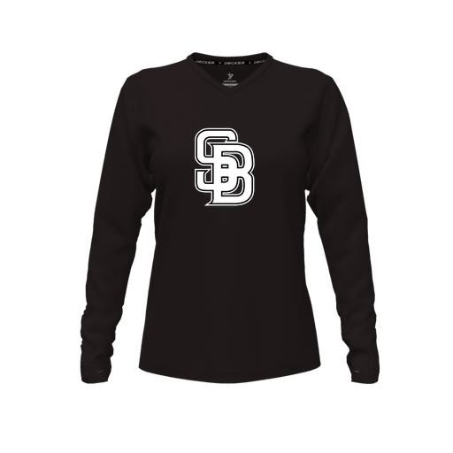 [CUS-DFW-TEES-CMF-VNK-LSL-BLK-FYXS-LOGO3] Decker Comfort T-Shirt (Female Youth XS, Black, V Neck, Logo 3, Long Sleeve)