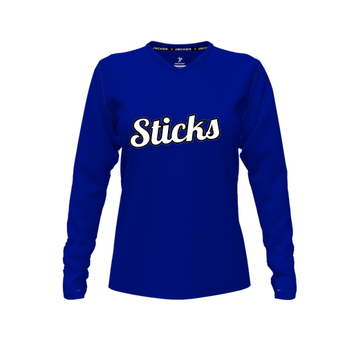 [CUS-DFW-TEES-CMF-VNK-LSL-RYL-FYXS-LOGO1] Comfort T-Shirt (Female Youth XS, Royal, V Neck, Logo 1, Long Sleeve)