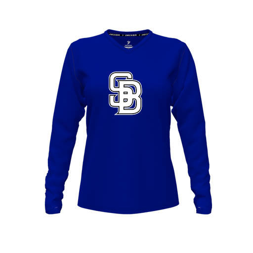 [CUS-DFW-TEES-CMF-VNK-LSL-RYL-FYXS-LOGO3] Comfort T-Shirt (Female Youth XS, Royal, V Neck, Logo 3, Long Sleeve)