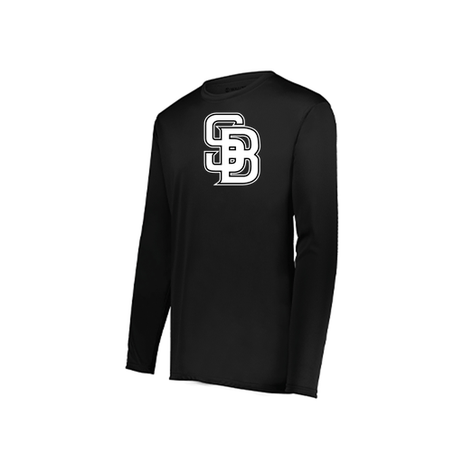 [222823.080.S-LOGO3] Youth LS Smooth Sport Shirt (Youth S, Black, Logo 3)