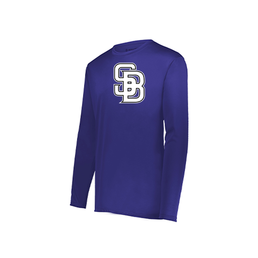 [222823.747.S-LOGO3] Youth LS Smooth Sport Shirt (Youth S, Purple, Logo 3)