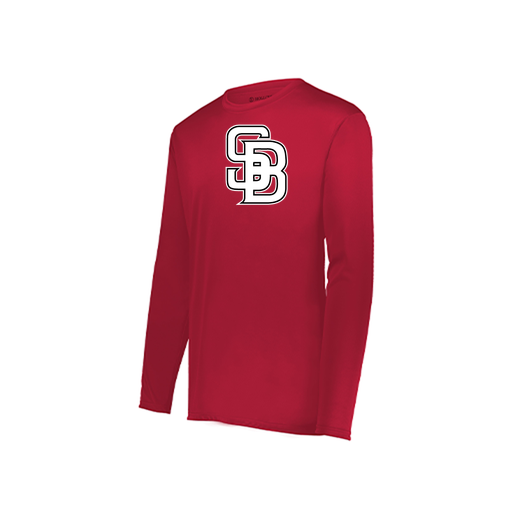 [222823.083.S-LOGO3] Youth LS Smooth Sport Shirt (Youth S, Red, Logo 3)
