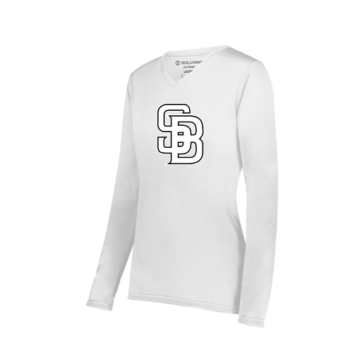 [222824.005.S-LOGO3] Ladies LS Smooth Sport Shirt (Female Adult S, White, Logo 3)
