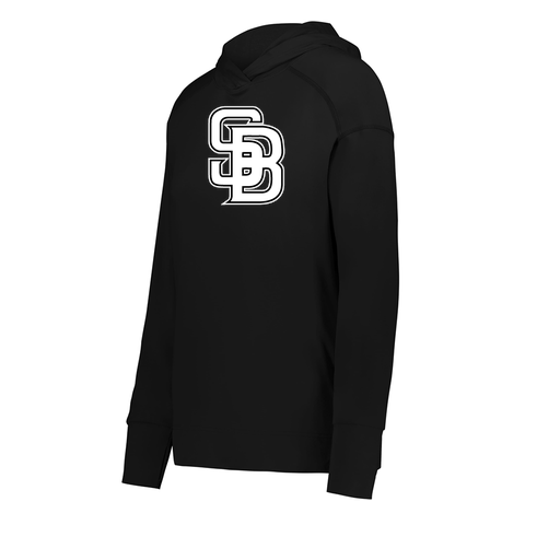 [222798.080.XS-LOGO3] Ladies Ventura Thin Knit Hoodie (Female Adult XS, Black, Logo 3)
